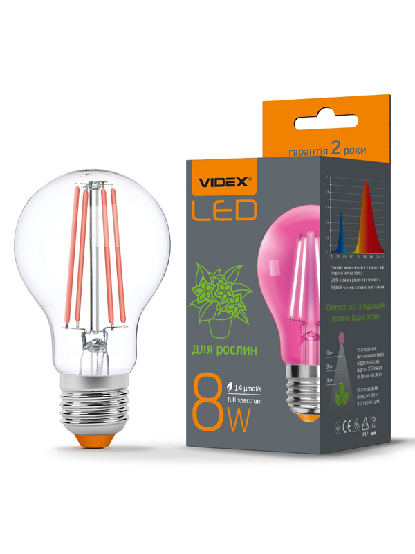 Գ LED VIDEX Filament A60FF 08W E27 1200K